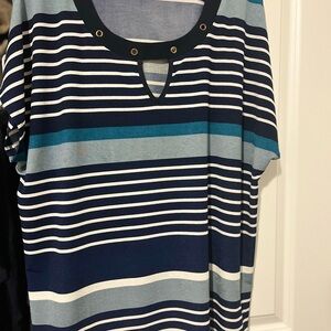 Striped Navy and Teal Top